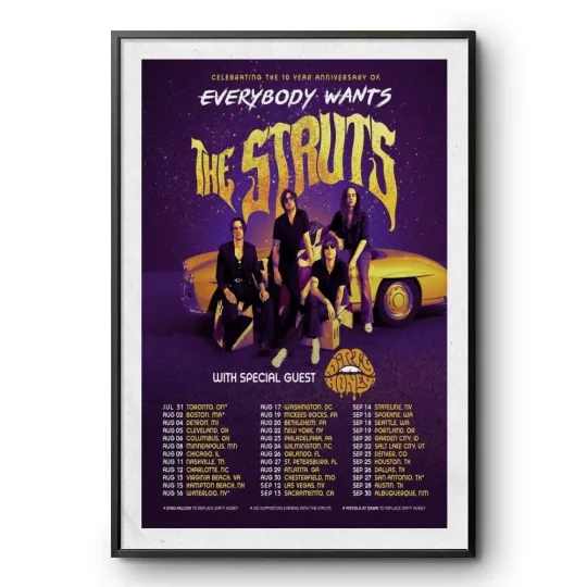 The Struts Celebrate The 10 Year Anniversary Of Everybody Wants Tour 2025 Poster