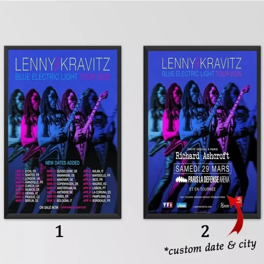 Custom Poster - Blue Electric Light Tour 2025 Lenny Kravitz Tour Poster