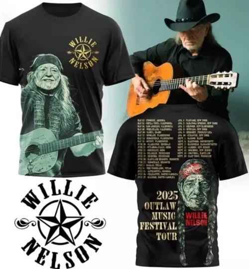 Nelson 2025 Outlaw Music Festival Tour AOP 3D T-shirt