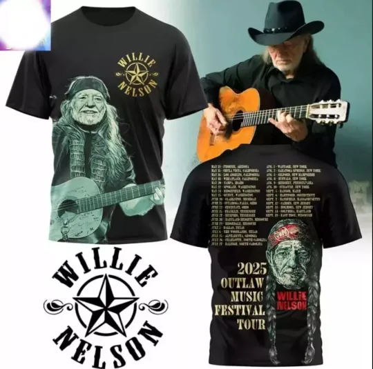Nelson 2025 Outlaw Music Festival Tour 3D T-Shirt