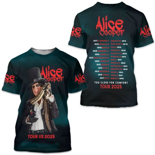 Alice Cooper Too Close For Comfort Tour Us 2025 3D T-Shirt