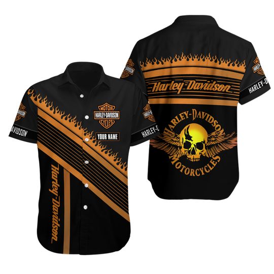 Personalized Harley Motor Racing Davidsonn Casual Button Down Unisex Adult Shirt