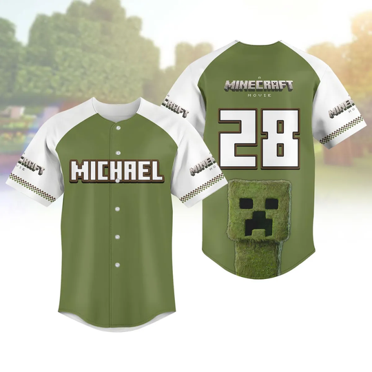 Minecraft Baseball Jersey, Minecraft Movie Shirt, Games Baseball Shirt, Athletic Shirt, Minecraft Jersey Shirt Gift For Video Game Fans