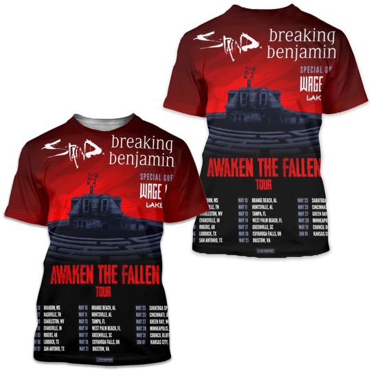 Awaken The Fallen Tour 2025 Staind And Breaking Benjamin Tour Date 3D T-Shirt