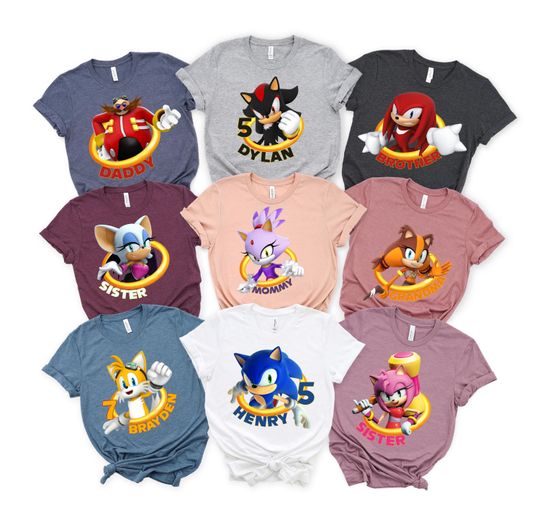 Custom Sonic Birthday Shirt, Sonic Birthday Shirt, Personalized  Sonic The Hedgehog Birthday Shirt, Sonic Birthday Party Family Shirt