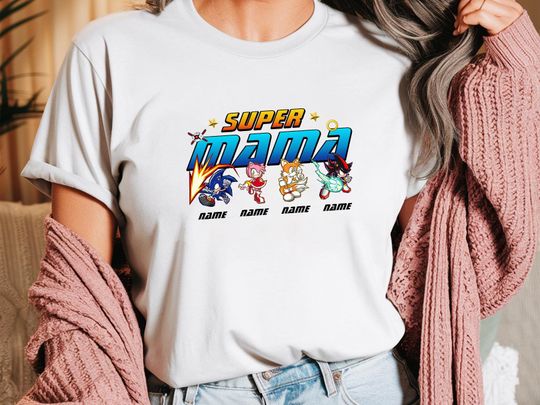 Personalized Name Super Sonic Shirt, Personalized Sonic and Friends Shirt, Shadow Characters Shirts, Mother's Day Gift Shirt, Gift for Mom