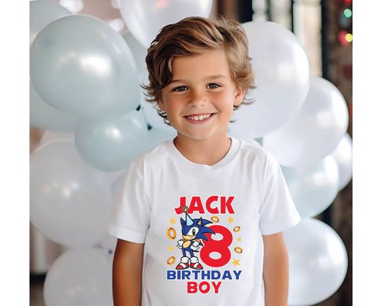 Sonic Birthday Shirt, Custom Sonic Shirt, Personalized Sonic Birthday Tees, Sonic Theme Party Shirts, Sonic Family Matching Shirts