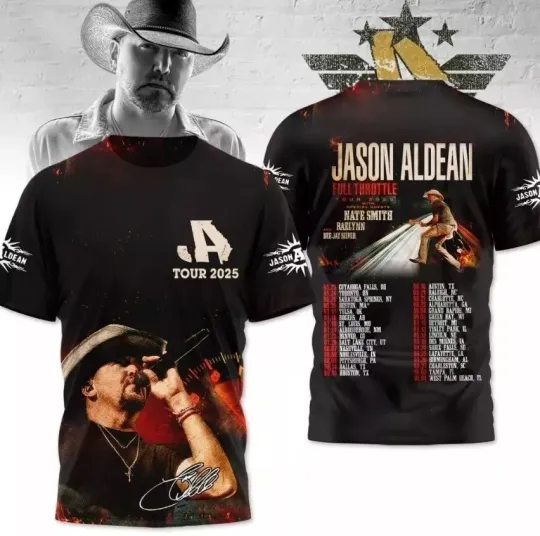 Jason Aldean Full Throttle Tour 2025 AOP 3D T-shirt