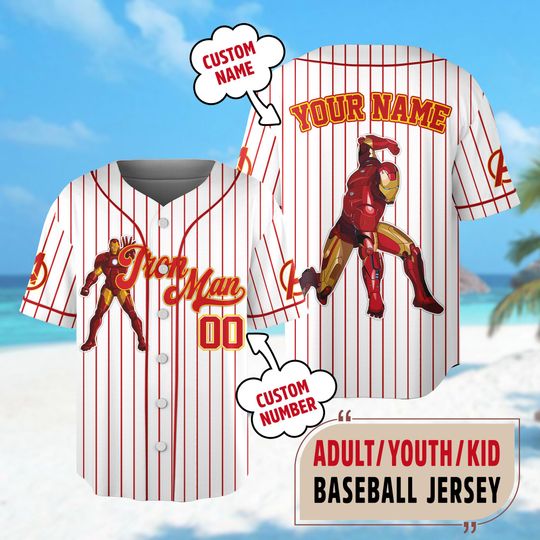 Personalized Iron Man Baseball Jersey, Marvels Avengers Superhero Jersey Team, Disneyland Baseball Jersey Team Birthday Gift For Fans