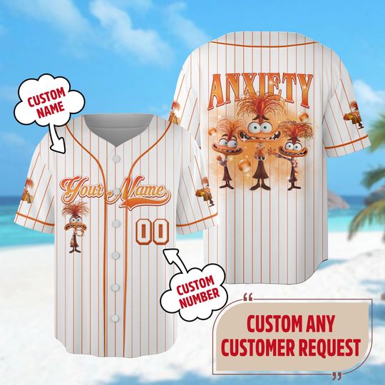Personalized Anxiety Inside Out Baseball Jersey, Inside Out Jersey Team, Inside Out 2 Jersey, Family Trip Shirt, Magic Kingdom Gift For Fan