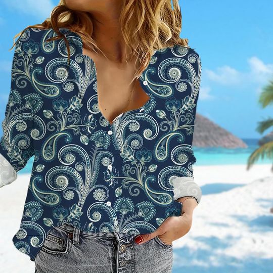 Paisley Pattern Women Blouses Shirt, Scotland Culture Long Women Casual Shirt, Summer Blouse Shirt For Women, Persian Land Love Tee