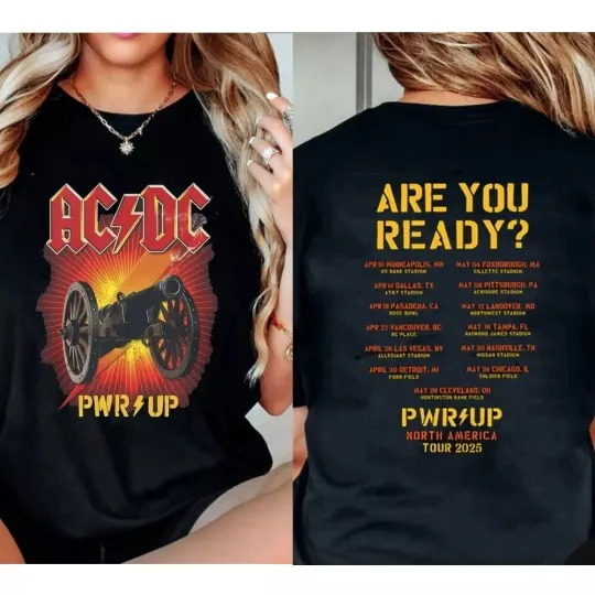 Retro AC.DC Pwr Up Tour Shirt 2025, Power Up Tour Are You Ready AC.DC Tees