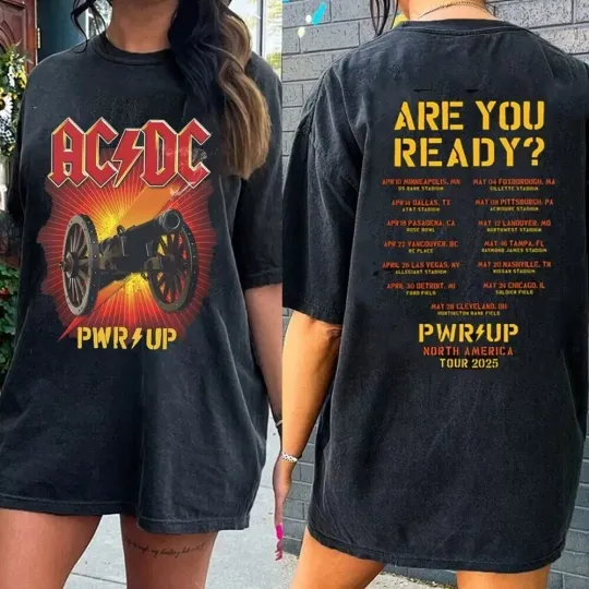 Retro AC.DC Pwr Up Tour Shirt 2025, Power Up Tour Are You Ready AC.DC Tees