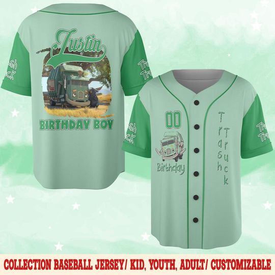 Trash Truck Cartoon Birthday Jersey, Custom Hank Trash Truck Baseball Shirt, Matching Family Party Outfit, Boy Girl Jersey Tee