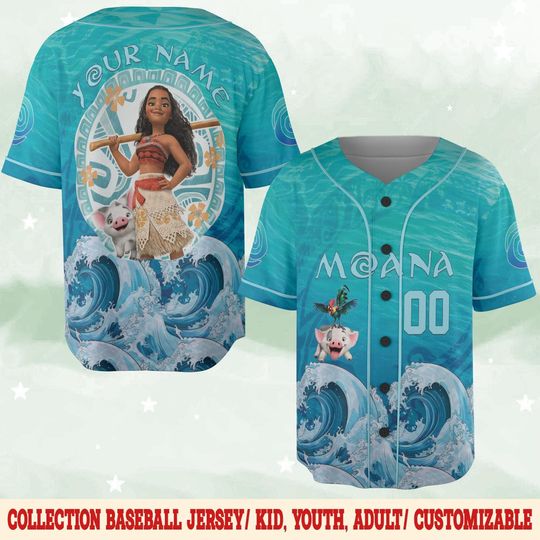 Discover Personalized Disney Moana Baseball Jersey, Moana Movie Baseball Jersey for Kids Adults, Moana Birthday Family Jersey Gift Outfit