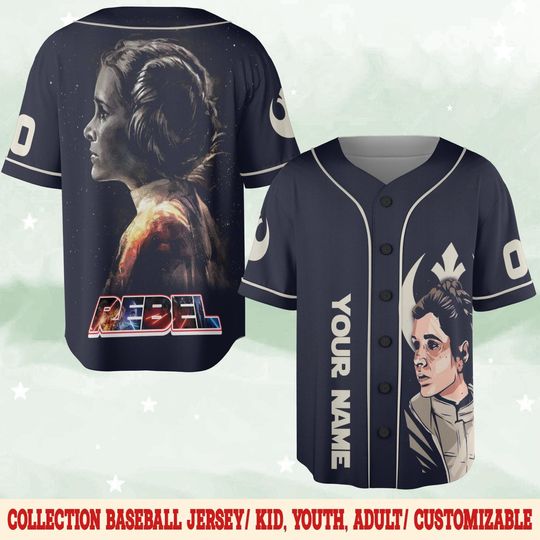 Custom Star Wars Leia Baseball Jersey, Princess Leia Baseball Jersey Disney Trip, Star Wars Day Team Jersey, Galaxys Edge Gift Tee