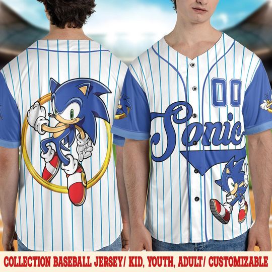 Personalized Sonic the Hedgehog Baseball Jersey, Custom Name & Number  Kids, Youth, Adult Sizes, Retro Gamer Jersey, Sonic Birthday
