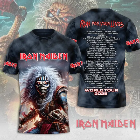 Iron Maiden Inspired Run For Your Lives World Tour 2025 – Licensed 3D T-Shirt