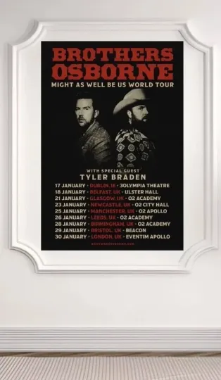 Brothers Osbourne Tour Poster 18in X 24in Music Tour Date 2025 Poster