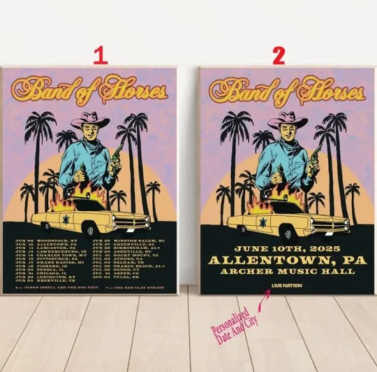 Custom Band Of Horses 2025 Tour Poster