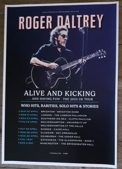 Roger Daltrey - The Who live music show 2025 promotional tour concert gig poster