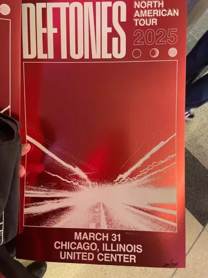 New!!! Deftone North American Tour 2025, March 31 Chicag, IL Poster