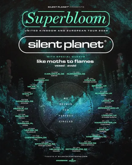 Poster music lovers, SUPERBLOOM EU/UK 2025 Poster, Silent Planet Tour Poster