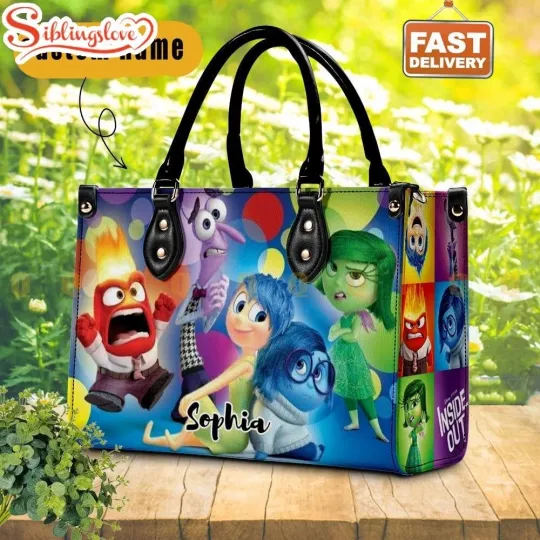 Personalized Inside Out Leather Handbag, Inside Out Women's Leather Bag Gift