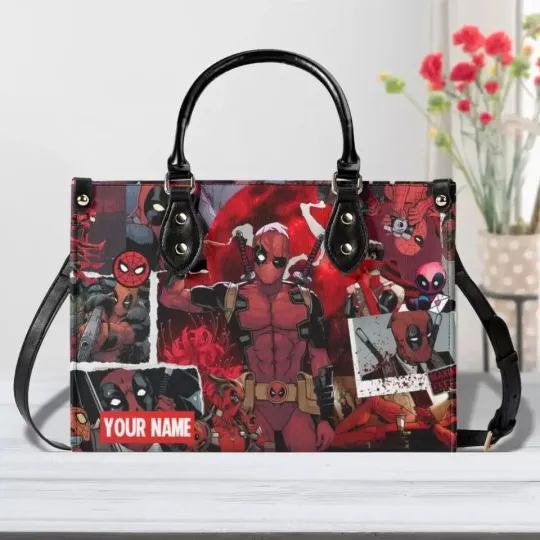 Personalized Deadpool Leather Handbag, Luxury Shoulder Bag, Gift for Women