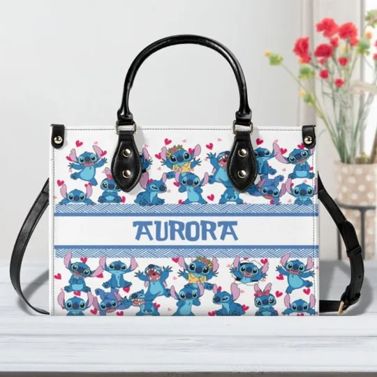 Stitch Leather Handbag, Lilo & Stitch Bag, Cute Shoulder Bag, Gift for Women