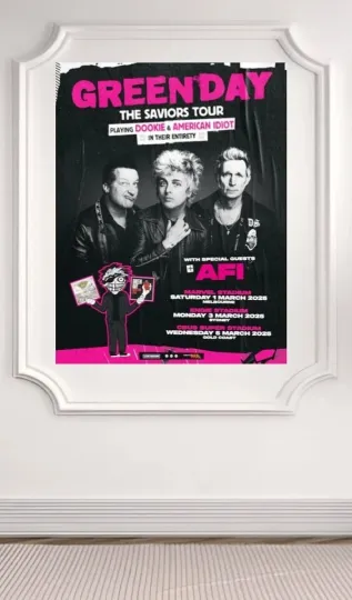 Green Day Poster 18in X 24in Music Tour Date 2025 Poster