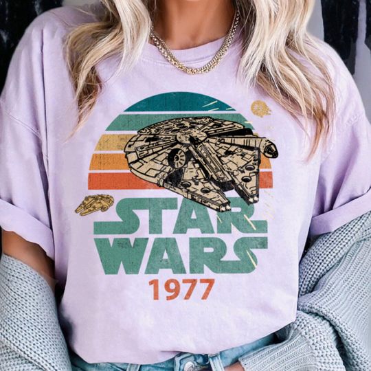 Star Wars 1977 Millennium Falcon Star Death Star Comfort T-Shirt, Valentine Gift, Trending Unisex Tee, Disneyland Vacation Trip Gift 2025
