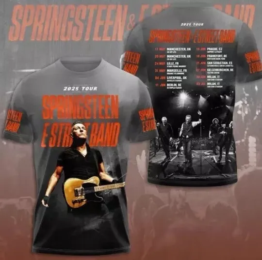 Bruce Springsteen 2025 Tour 3D Printed T-Shirt Size S-5Xl