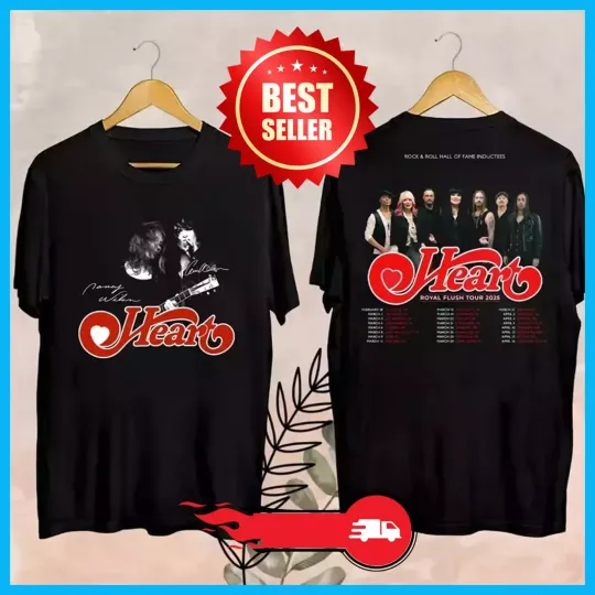 Rock Band Heart 2025 Tour Shirt, Heart Band Royal Flush Tour 2025 T-Shirt