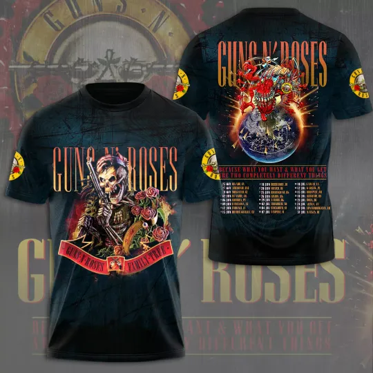 Guns N Roses Tour 2025 3D T-Shirt – Licensed & Limited Rock Band Shirt S-5XL New