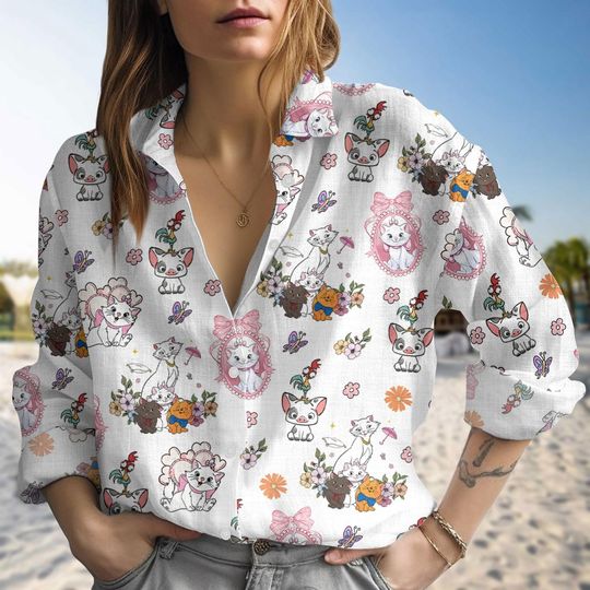 Disney Cat and Moana Friends Women's Blouse, Mother's Day Gift