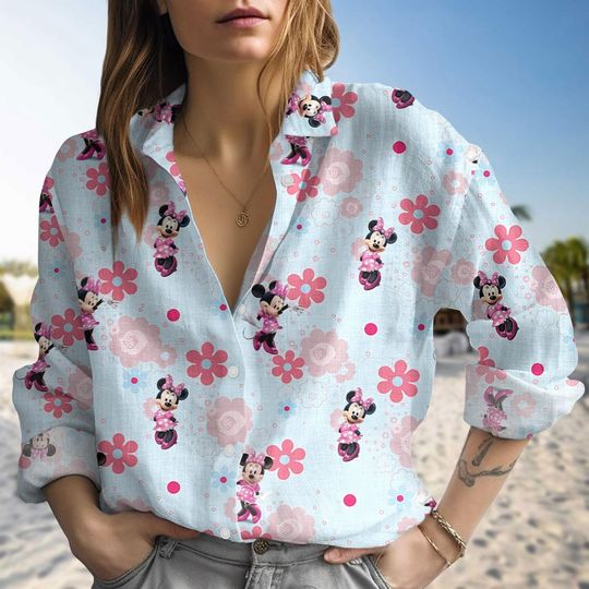 Disney Minnie Mouse Floral Women's Blouse, Mother's Day Gift