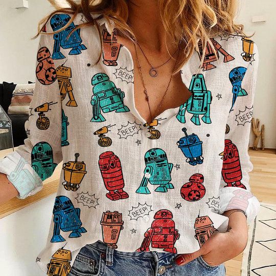 R2D2 BB8 Droid Star Wars Women's Blouse, Mother's Day Gift