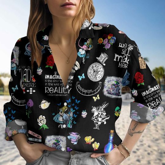 Alice In Wonderland Women's Blouse, Mother's Day Gift