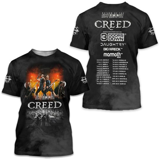 Discover Creed Band 2025 tour Summer of '99 Tour shirt 3D Shirt