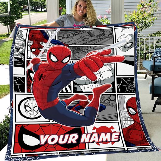 Personalized Spiderman Blanket,Spider Man Fleece Blanket,Spiderman Bthday Gift,Spiderman across the spiderverse Blanket,Blanket Quilt