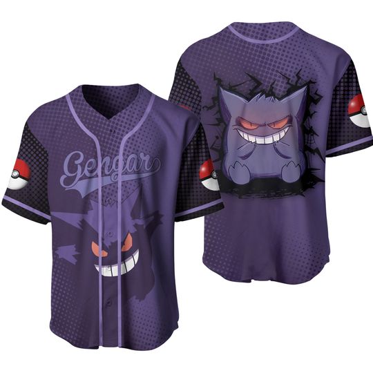 Gengar Baseball Jersey Shirt Anime Ghost Gengar Jersey Gift