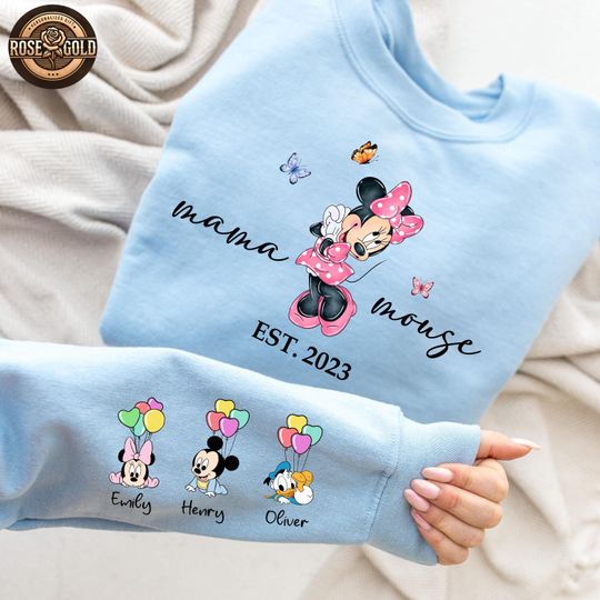 Custom Mama Mouse Sweatshirt, Personalized Mama Sweat,  Mother's Day Gift, Disney Mama Sweatshirt, With Kids Names, Disneyland Mama Shirt