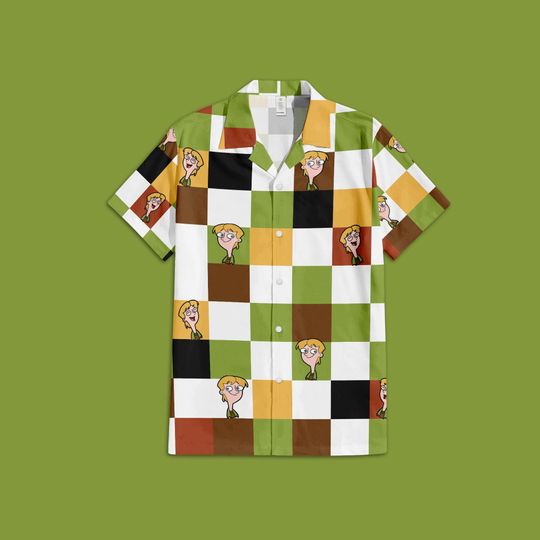 Phineas and Ferb Jeremy Johnson Button Up Shirt, Phineas and Ferb Disney TV Series Hawaiian Shirt, Disney Checkered Hawaiian Shirt