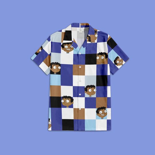 Phineas and Ferb Baljeet Button Up Shirt, Phineas and Ferb Disney TV Series Hawaiian Shirt, Disney Checkered Hawaiian Shirt