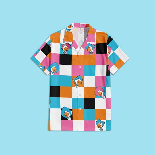 Abigal & Amelia Gabble Aristocats Button Up Shirt, The Aristocats Hawaii Shirt, Geese Checkered Shirt, Disney Hawaiian Shirt