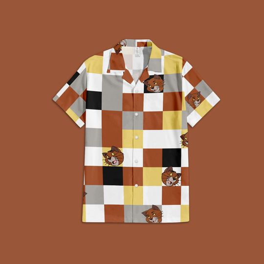Thomas OMalley Aristocats Button Up Shirt, The Aristocats Hawaii Shirt, Thomas Checkered Shirt, Disney Button Up, Disney Hawaiian Shirt