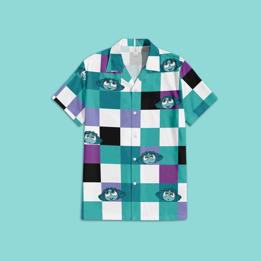 Envy Inside Out Button Up Shirt, Disney Inside Out  Hawaii Shirt, Disney Pixar Checkered Hawaii Shirt