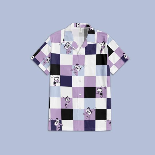 Fear Inside Out Button Up Shirt, Disney Inside Out Hawaii Shirt, Disney Pixar Checkered Hawaii Shirt