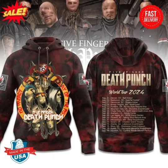 Five Finger Death Punch World Tour Hoodie 3d